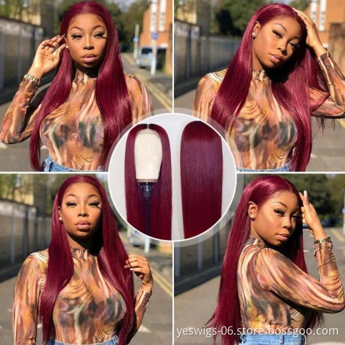 Unprocessed Raw Indian Virgin Human Hair 27 30 99J HD Full Lace Front Wigs For Black Women Cuticle Aligned Human Hair Lace Wig